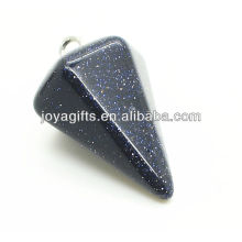 6 Side Cone Shape Blue Gold Stone Pendant semi precious stone pendant